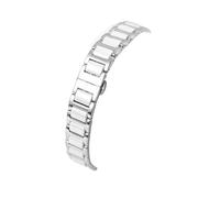 XTVKFWJAB 14 16 18 20 mm gekerbtes Keramik-Uhrenarmband aus 316L-Edelstahl, silberfarbenes Roségold-Uhrenarmband, kompatibel mit Pasha De Cartier Casio Folli Follie MK(Silver white,16x10.5mm)