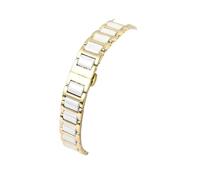 XTVKFWJAB 14 16 18 20 mm gekerbtes Keramik-Uhrenarmband aus 316L-Edelstahl, silberfarbenes Roségold-Uhrenarmband, kompatibel mit Pasha De Cartier Casio Folli Follie MK(Gold white,16x10.5mm)