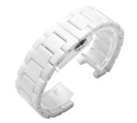 XTVKFWJAB 16 * 8mm 18 * 10mm 20 * 11mm Konkave Verbindung Weiß Schwarz Keramik Uhrenarmband Herren Damen Kompatibel mit Omega Seiko Tissot Armani Citizen(White,20x11mm)