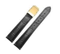 XTVKFWJAB 16 mm 18 rot-weißes Lederarmband, kompatibel mit Casio SHEEN Series 5010 5020, wasserdicht, handgefertigt, Rindsleder-Armband, Ersatz-Armband(Black gold buckle,18mm)