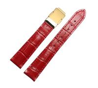 XTVKFWJAB 16 mm 18 rot-weißes Lederarmband, kompatibel mit Casio SHEEN Series 5010 5020, wasserdicht, handgefertigt, Rindsleder-Armband, Ersatz-Armband(Red gold buckle,18mm)