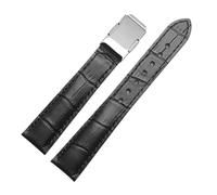 XTVKFWJAB 16 mm 18 rot-weißes Lederarmband, kompatibel mit Casio SHEEN Series 5010 5020, wasserdicht, handgefertigt, Rindsleder-Armband, Ersatz-Armband(Black silver buckle,18mm)