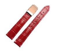 XTVKFWJAB 16 mm 18 rot-weißes Lederarmband, kompatibel mit Casio SHEEN Series 5010 5020, wasserdicht, handgefertigt, Rindsleder-Armband, Ersatz-Armband(Red rose buckle,18mm)