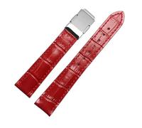 XTVKFWJAB 16 mm 18 rot-weißes Lederarmband, kompatibel mit Casio SHEEN Series 5010 5020, wasserdicht, handgefertigt, Rindsleder-Armband, Ersatz-Armband(Red silver buckle,18mm)