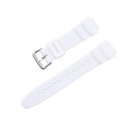 XTVKFWJAB 18 mm Uhrenarmband, kompatibel mit Casio AQ-S810W/S800W SGW-300H/400H AE-1000W/1200 W-S200H W-735H, buntes PU-Armband for Herren und Damen(White 01)