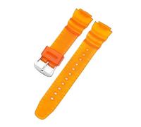 XTVKFWJAB 18 mm Uhrenarmband, kompatibel mit Casio AQ-S810W/S800W SGW-300H/400H AE-1000W/1200 W-S200H W-735H, buntes PU-Armband for Herren und Damen(Orange)