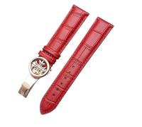 XTVKFWJAB 19 mm 20 21 22 Lederarmband Braun Schwarz Blau Rot Faltschließe Kalbslederband Kompatibel mit Patek Phil COMPLICATIONS(Red,19MM_ROSEGOLD CLASP)