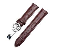 XTVKFWJAB 19 mm 20 21 22 Lederarmband Braun Schwarz Blau Rot Faltschließe Kalbslederband Kompatibel mit Patek Phil COMPLICATIONS(Brown,20MM_SILVER CLASP)