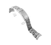 XTVKFWJAB 20 mm Edelstahl-Uhrenarmband, kompatibel mit Rolex Submariner Daytona, Taucherschnalle, Armband aus massivem Metall, Silber-Gold, Uhrenarmband Bogenende(Steel-matte)