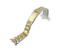 XTVKFWJAB 20 mm Edelstahl-Uhrenarmband, kompatibel mit Rolex Submariner Daytona, Taucherschnalle, Armband aus massivem Metall, Silber-Gold, Uhrenarmband Bogenende(Silver-gold)