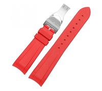 XTVKFWJAB 22 mm Uhrenarmband aus Naturkautschuk, Silikonkautschuk, kompatibel mit Tudor Biwan GMT, gebogenem Endstift/Faltschließe, schwarz, blau, rot(Red-silver-B)