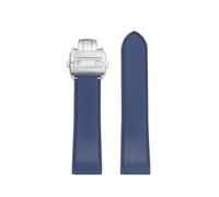 XTVKFWJAB 23 mm 25 m, kompatibel mit Cartier Santos100 Santos, Uhrenarmband aus Silikonkautschuk, 100, Metallschnalle, for Herren, Schwarz, Blau, weiches Armband(Blue-silver,23mm)