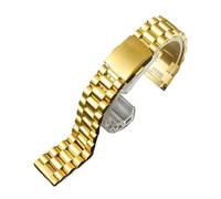 XTVKFWJAB 316 Edelstahl-Uhrenarmband 18 20 22 mm Silber Gold Solid Link Armband Kompatibel mit Seiko Enicar Orient RX Uhr(Gold,22mm)