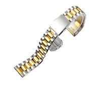 XTVKFWJAB 316 Edelstahl-Uhrenarmband 18 20 22 mm Silber Gold Solid Link Armband Kompatibel mit Seiko Enicar Orient RX Uhr(Silver gold,20mm)