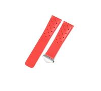 XTVKFWJAB Ademende Rubberen Horlogeband 20/22Mm Compatible With Voor Tag Strap Heuer F1 Caz201 Waz2113 Caz1010 Armband Stalen Vouw Gesp(Red-silver)