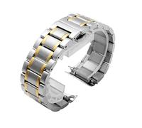 XTVKFWJAB Arc Edelstahlarmband kompatibel mit Armani AR5906 AR5905 AR5890 AR5889 5858 5920 Serie Mann 23mm Frau 20mm Metallarmband(Silver Gold Strap,Man 23mm)
