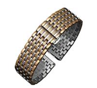 XTVKFWJAB Dünnes Modell 316L Edelstahlarmband 14 16 18 20 mm Silber Gold Solide Glieder Armband Kompatibel mit Marken Automatische Quarzuhr(Silver gold,18mm)