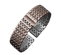 XTVKFWJAB Dünnes Modell 316L Edelstahlarmband 14 16 18 20 mm Silber Gold Solide Glieder Armband Kompatibel mit Marken Automatische Quarzuhr(Rosegold silver,16mm)