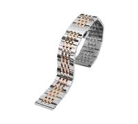 XTVKFWJAB Edelstahl-Vollstahlgürtel, kompatibel mit der Tissot T41-Uhr, sieben Perlen, Armband doppelter Druck-Schmetterlingsschnalle(Steel Rose,17mm)
