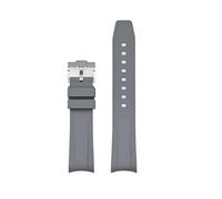 XTVKFWJAB Fluorkautschukarmband, kompatibel mit der Tudor Black Bay-Serie, spezielles 20-mm-FKM-Uhrenarmband mit gebogenem Ende, Herren-Sport-Taucharmband-Zubehör(Gray)