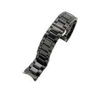 XTVKFWJAB Gebogene Schnittstelle Keramik Allergie Uhrenarmbänder kompatibel mit Armani Ar1451/1452 Männer Schwarz 2448 Doppel Presse Eimer 22 24mm Uhr Strap(AR1440)