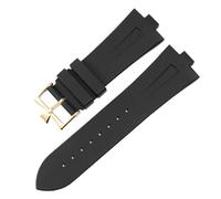XTVKFWJAB Gummi-Silikon-Uhrenarmband, kompatibel mit Overseas VC 47450 49020, Uhrenarmbänder for Herren, luxuriöses Uhrenarmband, 25 mm x 8(Black-gold)