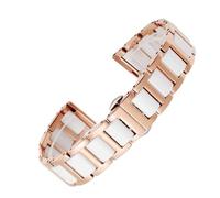XTVKFWJAB Keramikarmband aus Edelstahl 12 13 14 15 16 17 18 20 22 mm Uhrenarmband Damen Herren Mode Armbanduhren Band(White rose,14mm)