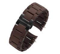 XTVKFWJAB Kompatibel mit Armani AR5890/5891/5906/5905 Uhrenarmband Herren Damen Silikon Edelstahlarmband 20mm 23mm Schwarz Braun Weiß Armband(Brown black,20mm for lady)