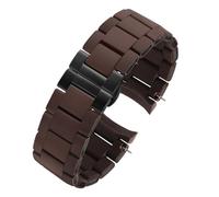 XTVKFWJAB Kompatibel mit Armani Ar5905 5906 Ar5920, wasserdichtes, schweißfestes Gummiarmband, Zubehör, 20 mm, 23, Silikon-Stahl-ummanteltes Uhrenarmband(Brown-Black,20mm)