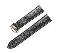 XTVKFWJAB Leder-Uhrenarmband, kompatibel mit Cartier London Solo, strukturiertes Rindsleder, Lychee-Optik, Herren- und Damenarmband, 17, 20, 22, 23, 24, 25 mm(Black-gold,22mm)