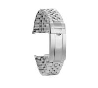 XTVKFWJAB Rolamy 22 mm Stahl Massiv Gebogene Ende Schraube Links Mit Oyster Verschluss Jubilee Armband Strap Kompatibel Casio MDV-106 MDV106G Männer Uhr band(Silver)