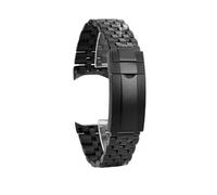 XTVKFWJAB Rolamy 22 mm Stahl Massiv Gebogene Ende Schraube Links Mit Oyster Verschluss Jubilee Armband Strap Kompatibel Casio MDV-106 MDV106G Männer Uhr band(Black)