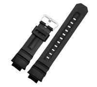 XTVKFWJAB Silikon-Uhrenarmband, kompatibel mit Casio, Silikon-Armband for Herren, Awgm100/M101, Aw-590/591/g-7700, Harzband, 16 mm, konvexes Armband(Black Silver)