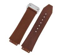 XTVKFWJAB Uhrenarmbänder kompatibel mit Damen-Kautschukarmband, Quarz-Fusion-Silikon-Uhrenzubehör, Armband, 18 mm, Uhrenschnalle, 20 x 13(Brown-silver)