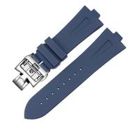 XTVKFWJAB Uhrenarmband aus Silikonkautschuk, kompatibel mit Overseas VC 47450 49020, Armband 25-8 mm, Luxus-Uhrenarmband for Herren(Blue-silver-B)