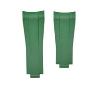 XTVKFWJAB Uhrenarmband aus weichem Fluorkautschuk mit gebogenem Ende, 20 mm, kompatibel Rolex-Armband, Submariner, Datejust, FKM-Gummiband, Taucherarmband, 9×9-Schiebeschnalle(Green-No buckle)