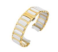 XTVKFWJAB Uhrenarmband kompatibel mit Rado CENTRIX R30927722 Serie, Edelstahl, Keramik, Schmetterlingsschließe, Damen- und Herrenarmband, 12 mm x 16, 20(Gold white,20-16mm)