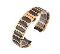 XTVKFWJAB Uhrenarmband kompatibel mit Rado CENTRIX R30927722 Serie, Edelstahl, Keramik, Schmetterlingsschließe, Damen- und Herrenarmband, 12 mm x 16, 20(Rosegold black,20-16mm)