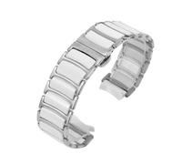 XTVKFWJAB Uhrenarmband kompatibel mit Rado CENTRIX R30927722 Serie, Edelstahl, Keramik, Schmetterlingsschließe, Damen- und Herrenarmband, 12 mm x 16, 20(Silver white,16-12mm)