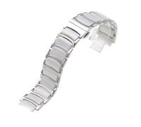 XTVKFWJAB Uhrenarmband kompatibel mit Rado CENTRIX R30927722 Serie, Edelstahl, Keramik, Schmetterlingsschnalle, for Damen und Herren, 12 mm x 16, 20(Silver white,20-16mm)