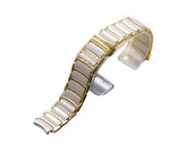 XTVKFWJAB Uhrenarmband kompatibel mit Rado CENTRIX R30927722 Serie, Edelstahl, Keramik, Schmetterlingsschnalle, for Damen und Herren, 12 mm x 16, 20(Gold white,16-12mm)