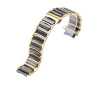 XTVKFWJAB Uhrenarmband kompatibel mit Rado CENTRIX R30927722 Serie, Edelstahl, Keramik, Schmetterlingsschnalle, for Damen und Herren, 12 mm x 16, 20(Gold black,20-16mm)