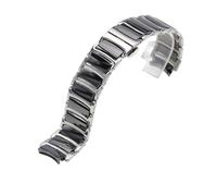 XTVKFWJAB Uhrenarmband kompatibel mit Rado CENTRIX R30927722 Serie, Edelstahl, Keramik, Schmetterlingsschnalle, for Damen und Herren, 12 mm x 16, 20(Silver black,16-12mm)