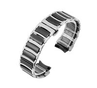 XTVKFWJAB Uhrenarmband kompatibel mit Rado CENTRIX R30927722 Serie, Edelstahl, Keramik, Schmetterlingsschließe, Damen- und Herrenarmband, 12 mm x 16, 20(Silver black,20-16mm)