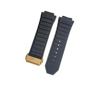 XTVKFWJAB Uhrenzubehör Herren-Kautschukarmband, kompatibel mit Sportarmband der Serie 19 mm x 29 Damen-Silikonkautschukarmband, Faltschließe 24(Black-gold)