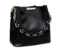 XTYDDG Stilvolle, einfarbige Beuteltasche aus PU Leder für die, Black | Geräumige Mehrzweckhandtasche mit Kettengriff und verstellbarem Riemen für Damen, koreanische einfache