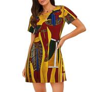 XTYGETY Damen-Nachthemd aus der antiken Ägypten-Serie mit Aufdruck für den Sommer, Nachthemd, Schlafkleid, Nachthemd, Schwarz , XL