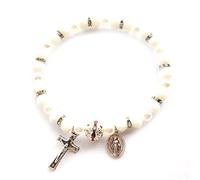 Xuancai Kreuze Rosenkranz Perlen Armband Christus Kruzifix Kreuze Armband Für Männer Frauen Hochzeit Katholischen Schmuck Religiöse Kreuz Armbänder Für Frauen