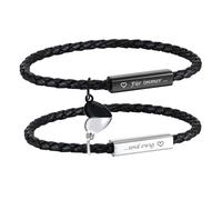 XUANPAI Partnerarmbänder Pärchen Armband mit Gravur - Lederarmbänder für Männer Frauen Magnetische Herz Paar Armbänder Weihnacht Jubiläum Geburtstagsgeschenk Ich Liebe Dich Geschenke