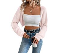 XuBa Bolero Damen Boleros Kurz Strickpullover Shrug Strickjacke Cardigan Sweater Solide Farbe Gerippt Crop Tops